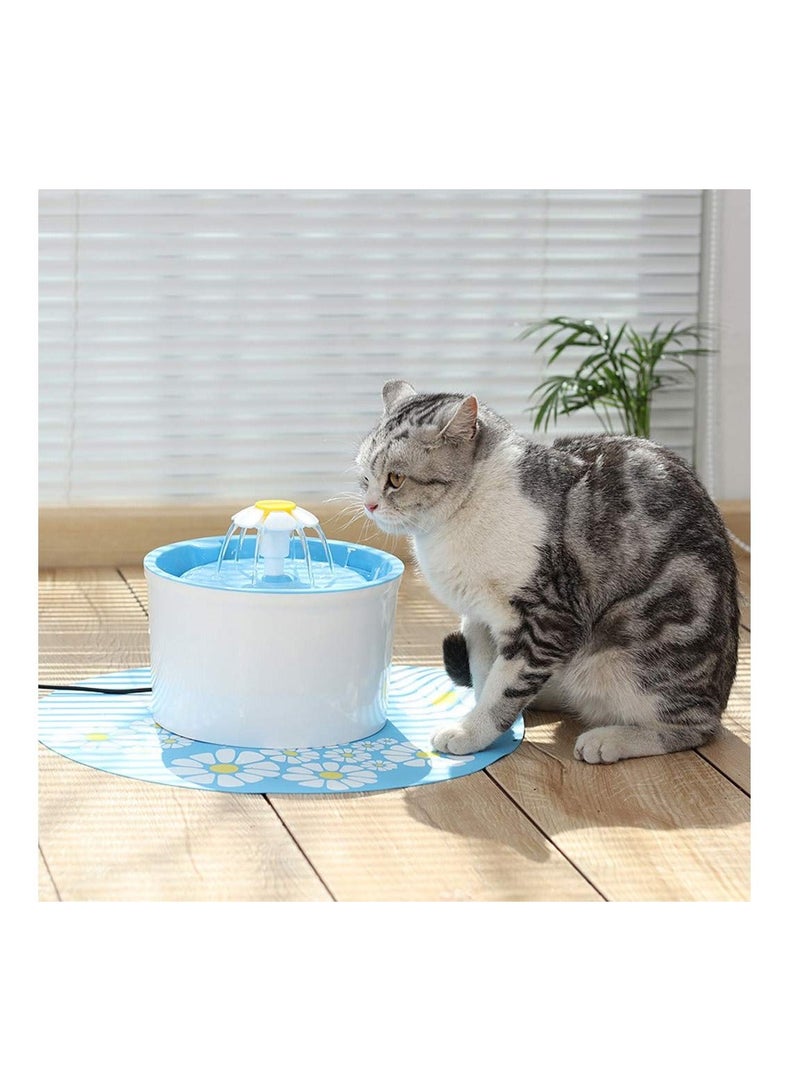 Round Waterproof Silicone Floor Mat Pet Mat Cat Dog Feeding Mat Pet Water Feeder Mat Water Dispenser Mat Anti-splash Anti-slip Cute Flower Pattern Pet Supplies Accessories (blue) - Image 1