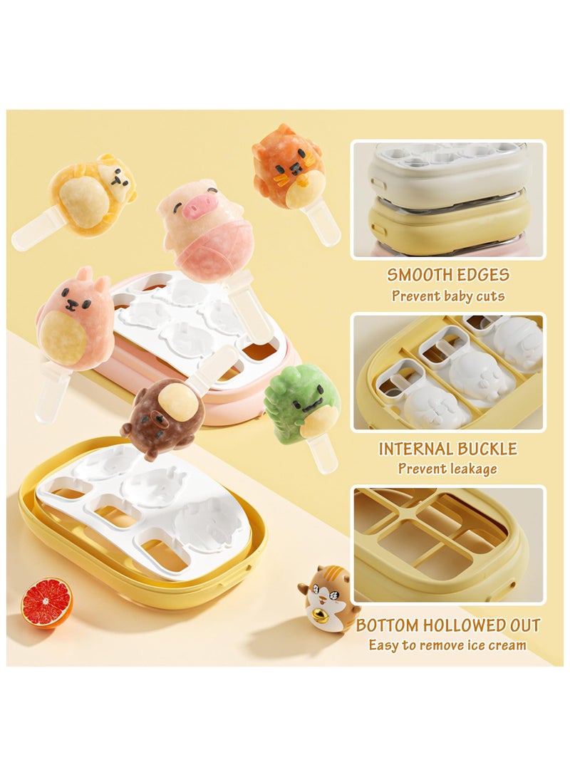 SOLARAE قوالب مثلجات مع أعواد، 7 قطع قوالب مثلجات مصغرة من السيليكون لدرجة غذائية للأطفال خالية من BPA، قابلة لإعادة الاستخدام، قوالب مثلجات لطيفة، سهلة الإخراج، قوالب آيس كريم منزلية، صانع مثلجات للأطفال - Image 4
