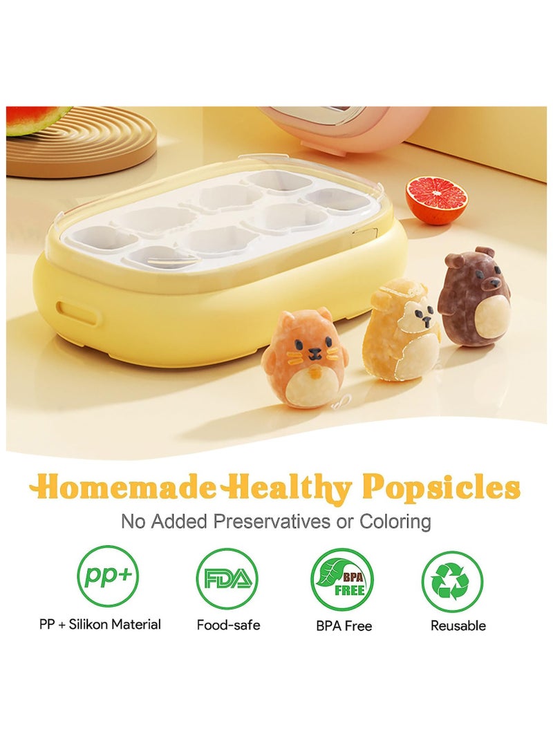 SOLARAE قوالب مثلجات مع أعواد، 7 قطع قوالب مثلجات مصغرة من السيليكون لدرجة غذائية للأطفال خالية من BPA، قابلة لإعادة الاستخدام، قوالب مثلجات لطيفة، سهلة الإخراج، قوالب آيس كريم منزلية، صانع مثلجات للأطفال - Image 2