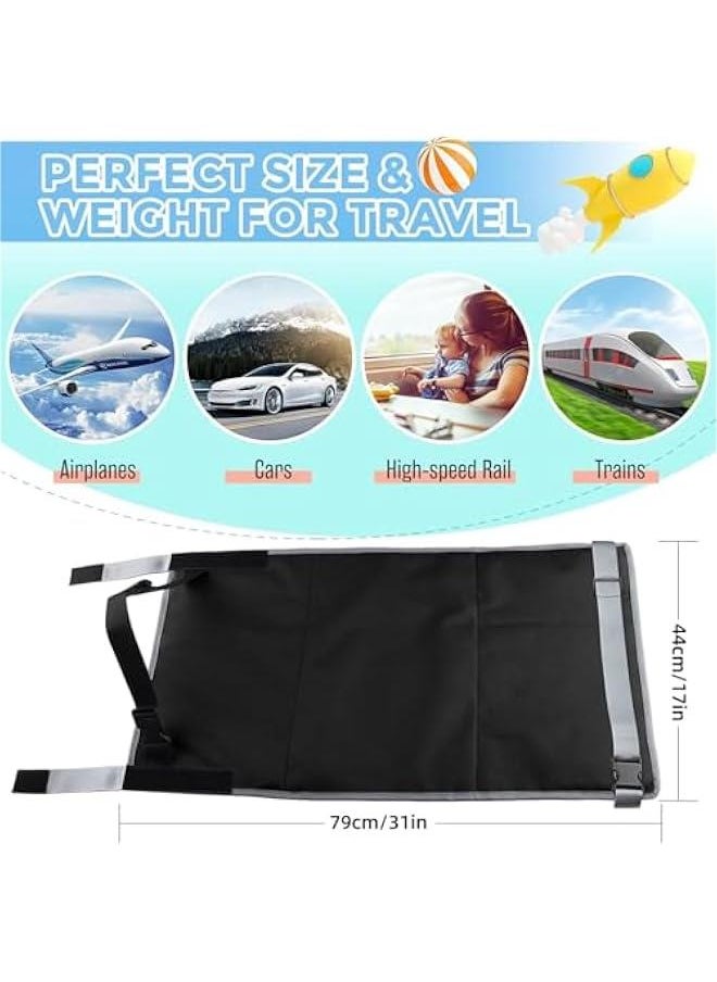 HOOKOR Kids Airplane Footrest, Portable Travel Foot/Leg Rest Hammock Toddler Bed Airplane Seat Extender Mat with Storage Pocket Fits Airplane Flights/High-Speed Rail Seat/Cars/Buses/Trains (Black)  - Image 2