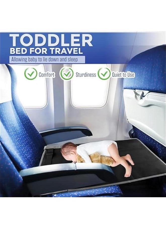 HOOKOR Kids Airplane Footrest, Portable Travel Foot/Leg Rest Hammock Toddler Bed Airplane Seat Extender Mat with Storage Pocket Fits Airplane Flights/High-Speed Rail Seat/Cars/Buses/Trains (Black)  - Image 3