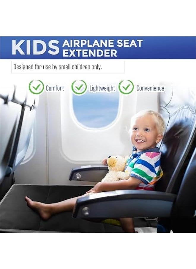 HOOKOR Kids Airplane Footrest, Portable Travel Foot/Leg Rest Hammock Toddler Bed Airplane Seat Extender Mat with Storage Pocket Fits Airplane Flights/High-Speed Rail Seat/Cars/Buses/Trains (Black)  - Image 4