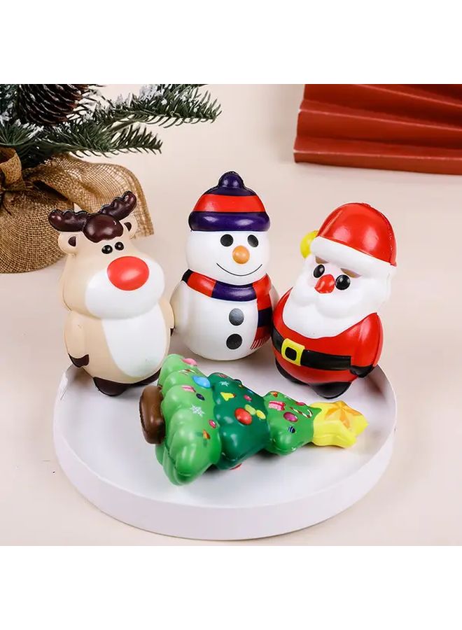 Christmas Santa Snowman Squeeze Toy Set 4pcs TPR Slow Rebound Figures Holiday Gifts - Image 2