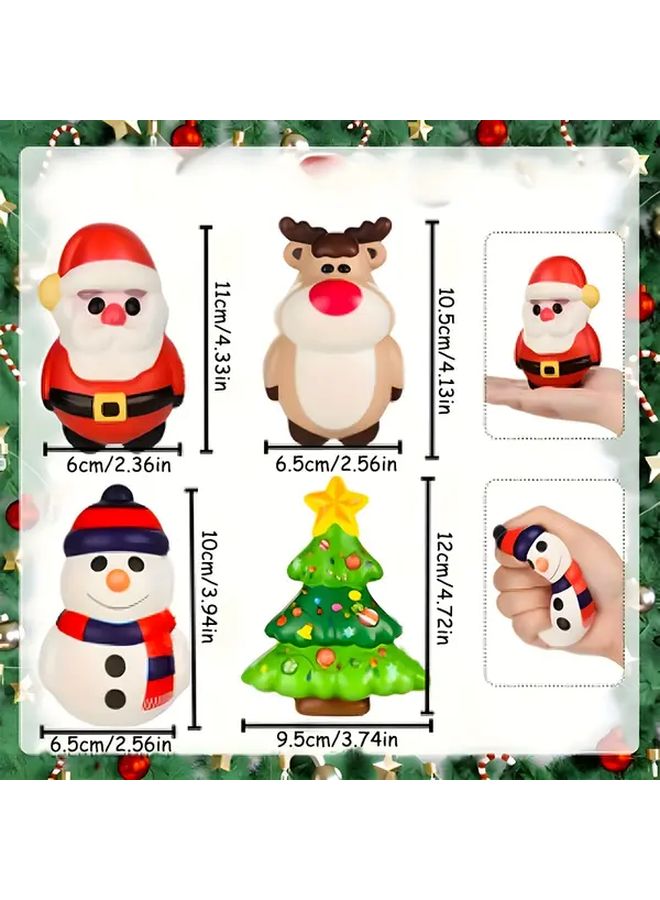 Christmas Santa Snowman Squeeze Toy Set 4pcs TPR Slow Rebound Figures Holiday Gifts - Image 4