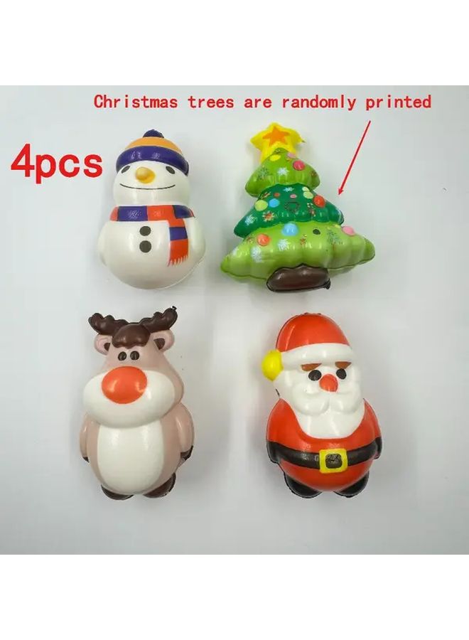 Christmas Santa Snowman Squeeze Toy Set 4pcs TPR Slow Rebound Figures Holiday Gifts - Image 1