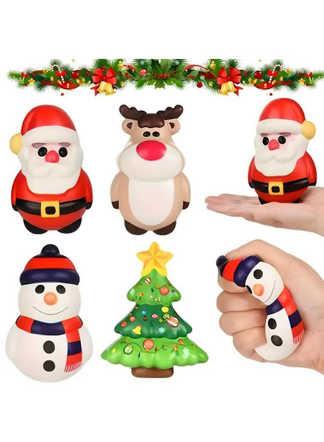 Christmas Santa Snowman Squeeze Toy Set 4pcs TPR Slow Rebound Figures Holiday Gifts - Image 3