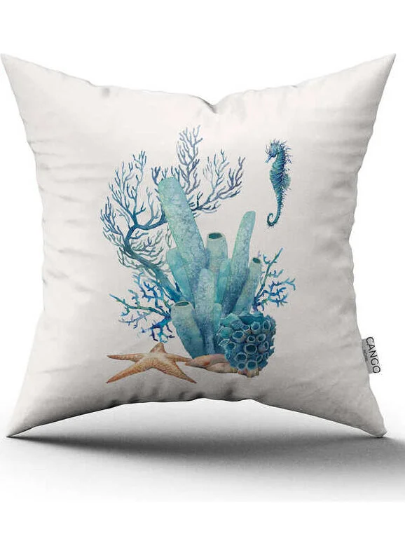 Cango Home Double Sided Blue Marine Patterned Digital Printed Throw Pillow Cover CGH1148