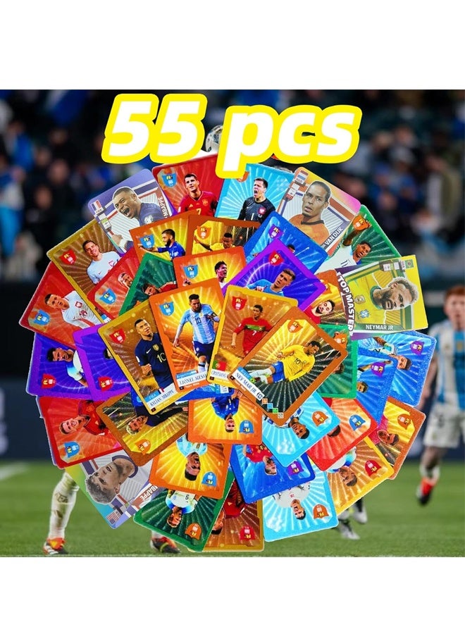 بطاقات التداول لكرة القدم 2024-2025 ، بطاقات كأس العالم لكرة القدم 55PCS الذهب المتلمع ، بطاقات كرة القدم الدائمة للمشجعين واللاعبين (ملونة) - Image 2