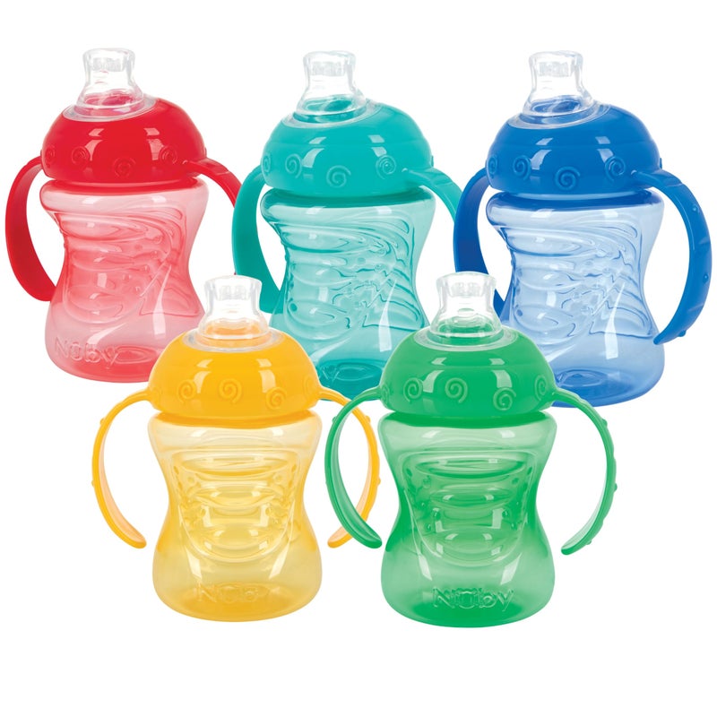 Nuby Two-Handle No-Spill Super Spout Grip N' Sip Cup, 8 Ounce, Single pack of 1 Cup, Colors May Vary - Image 1