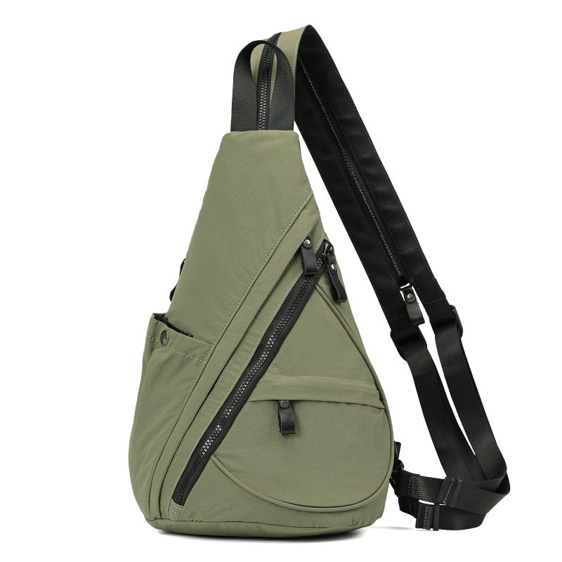 KL928 Crossbody Sling Backpack Nylon Cross Body Bag Travel Hiking Shoulder Bags Daypack Rucksack Unisex Olive Green - Image 2