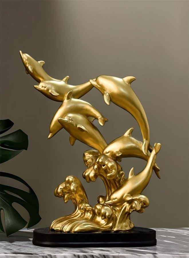 SHTWX Gold Dolphin Statue Sculpture Frgurine Gift for Home Office Living Room Desktop Display Decorative Decoration - Image 3