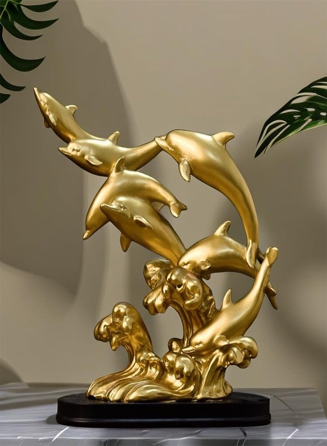 SHTWX Gold Dolphin Statue Sculpture Frgurine Gift for Home Office Living Room Desktop Display Decorative Decoration - Image 4