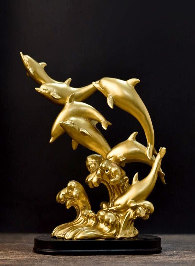 SHTWX Gold Dolphin Statue Sculpture Frgurine Gift for Home Office Living Room Desktop Display Decorative Decoration - Image 5