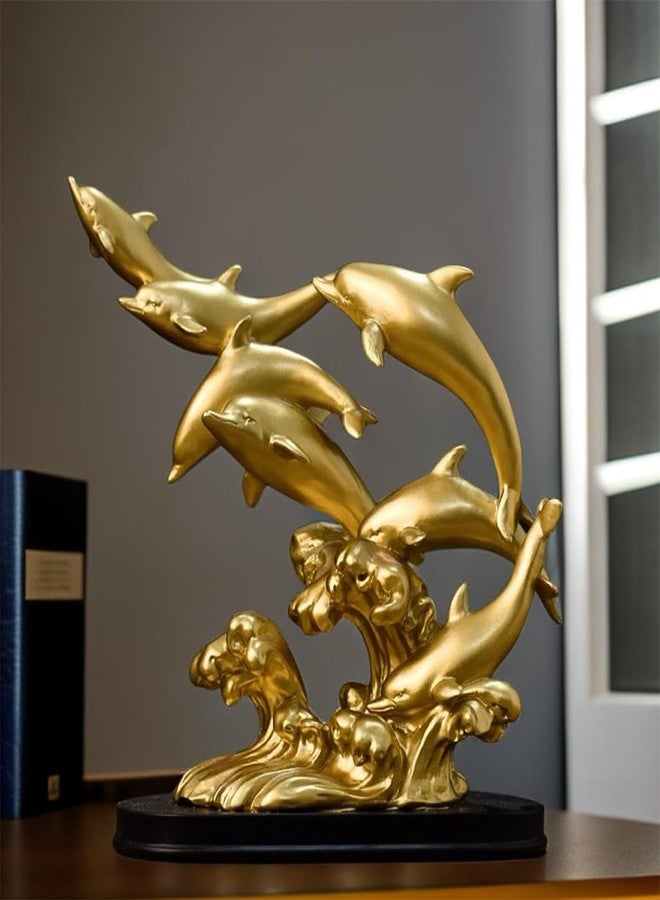 SHTWX Gold Dolphin Statue Sculpture Frgurine Gift for Home Office Living Room Desktop Display Decorative Decoration - Image 1
