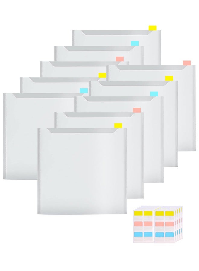 10 waterproof  file organizer bags, with 60 sticky index tabs, 12.6 inches × 13 inches transparent file folders, suitable for organizing school and office stationery supplies. - Image 1