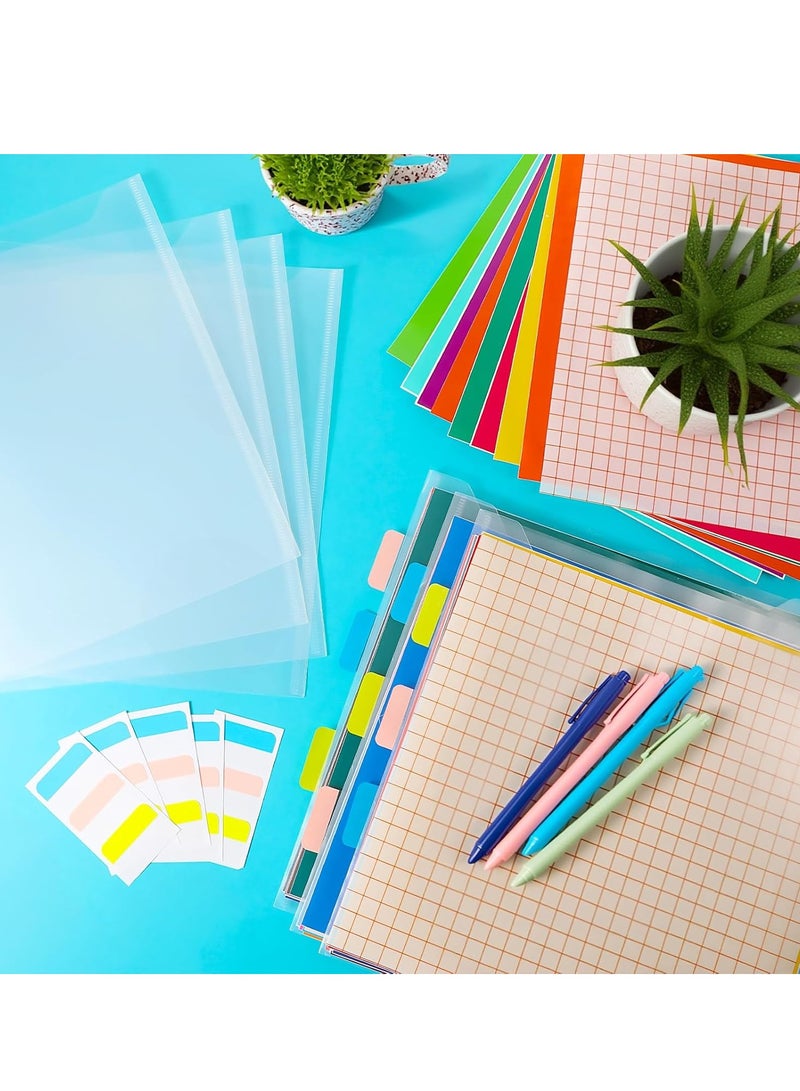 10 waterproof  file organizer bags, with 60 sticky index tabs, 12.6 inches × 13 inches transparent file folders, suitable for organizing school and office stationery supplies. - Image 3