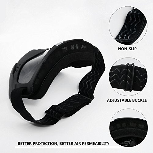 GGBuy خوذة دراجة نارية نظارات ركوب مع قناع وجه قابل للإزالة نظارات دافئة مقاومة للضباب فلتر فم قابل للتعديل حزام غير قابل للانزلاق تصميم عتيق قتال رصاص موتوكروس (أبيض) - Image 2