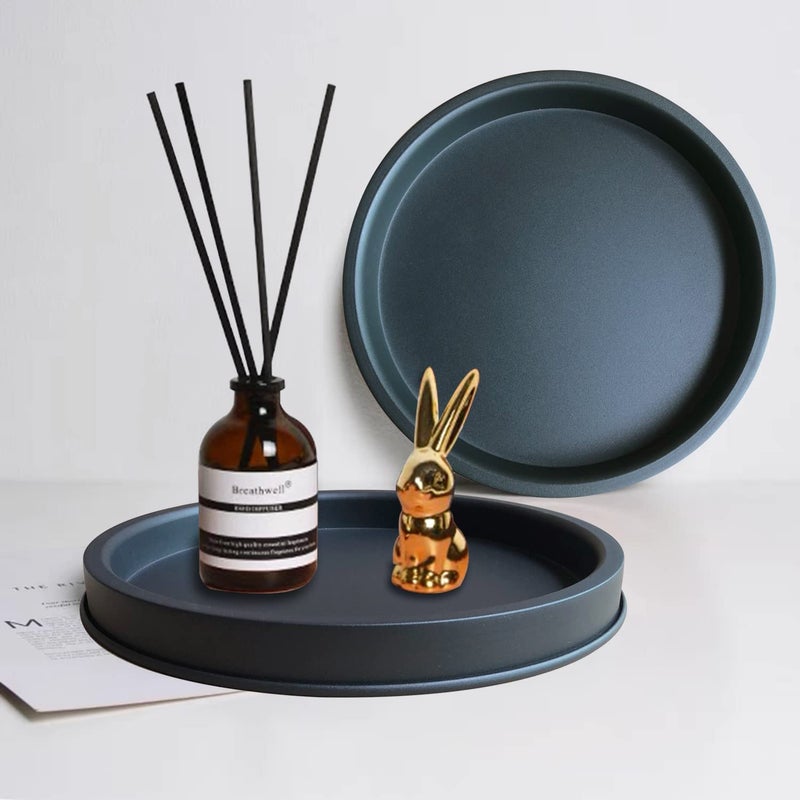 Lobolighting Black Round Decorative Serving Tray, Black Decorative Tray for Coffee Table Centerpieces Modern Farmhouse Home Decorations - Image 4