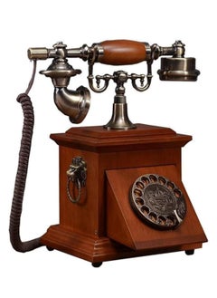 Generic Vintage Retro Antique Landline Phone with Wooden Base Drawer - European Style Old Fashioned Wired Telephone for Home, Office, Cafe, and Restaurant Decoration  - Image 1