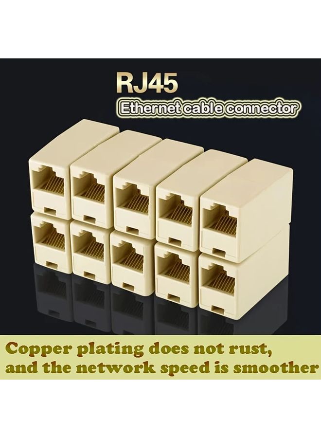 6pcs Premium RJ45 Ethernet Coupler Yellow Copper Plated Cat5 Cat6 Cable Joiner Adapter - Image 1