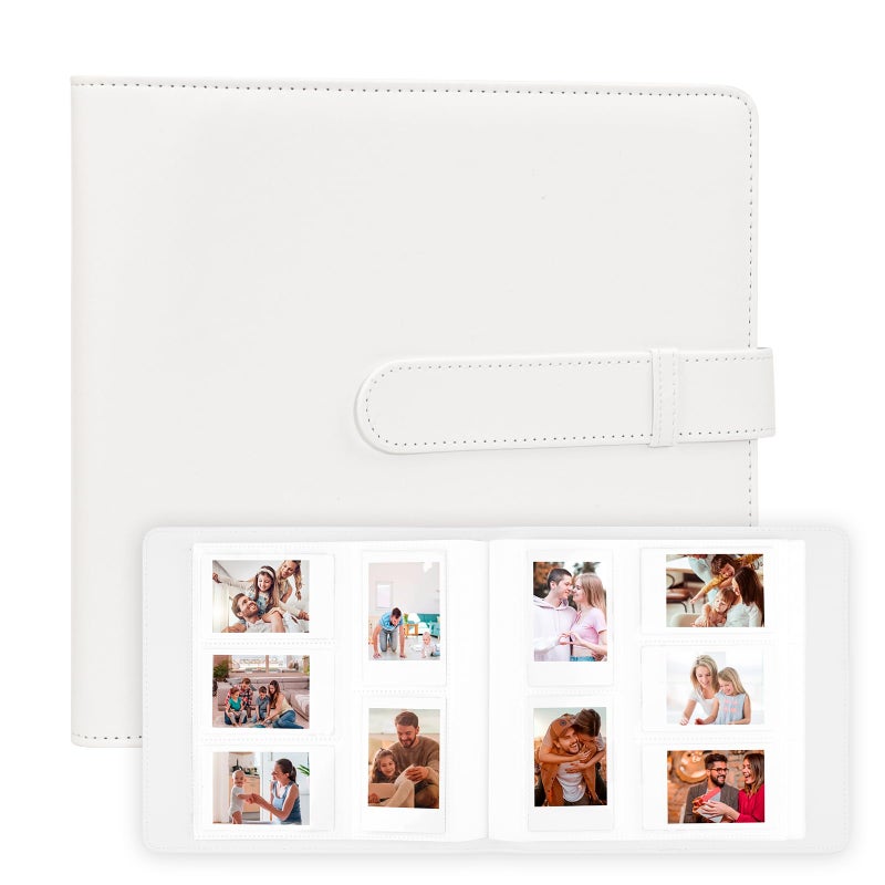Veicevol 360 Pockets Photo Album for Fujifilm Instax Mini Camera, Album for Polaroid Photo, Leather Cover, Photo Album for Fujifilm Instax Mini 12 11 9 40 8 7 Evo LiPlay Camera, White - Image 1