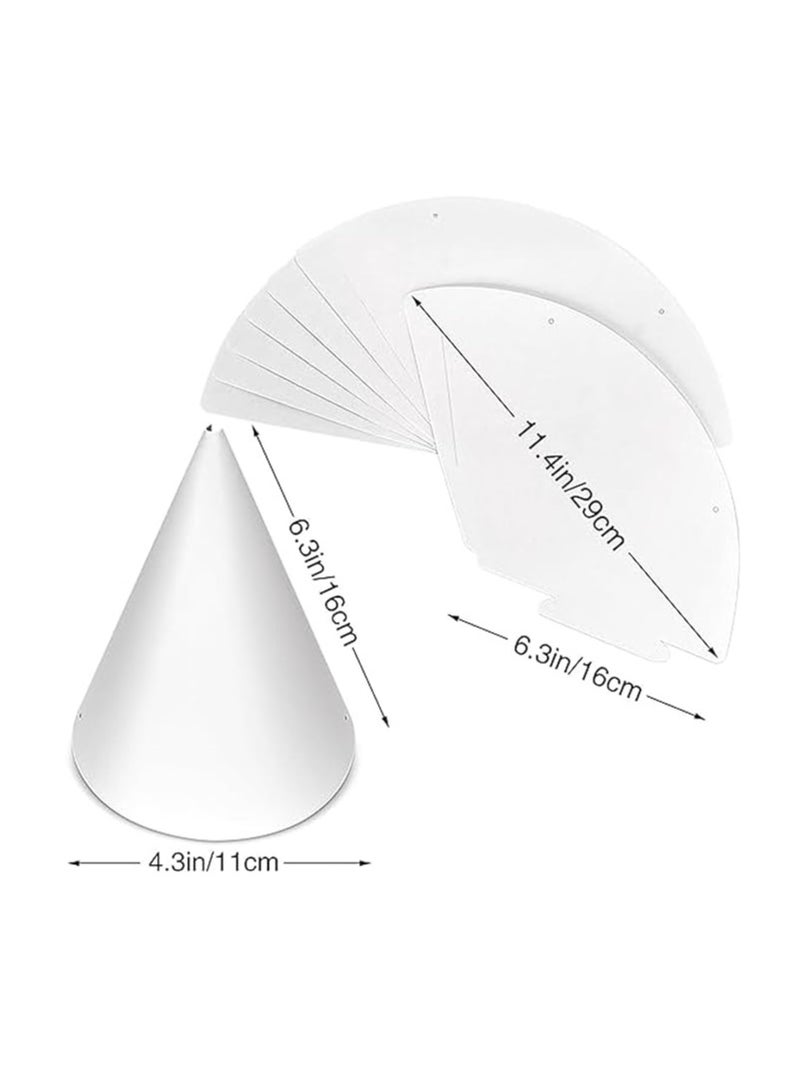 40 Pieces White Party Hats for Kids Birthday, Blank Cones Craft Party Hats Bulk, Plain Paper Hats to Decorate,White Cone Hats for Adults Art DIY Craft Party  Supplies - Image 2