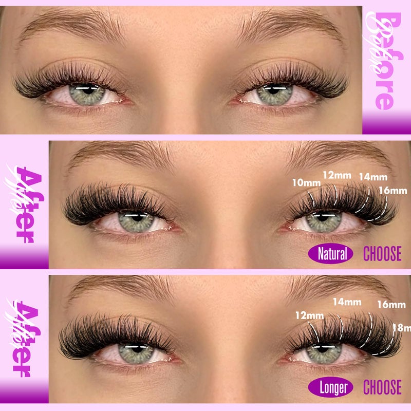 Pawotence Lash Clusters Wispy Eyelash Clusters 10-18mm Faux Mink Individual Lashes Extension DIY 144pcs False Eyelashes Full Cluster Eyelash Extensions - Image 2