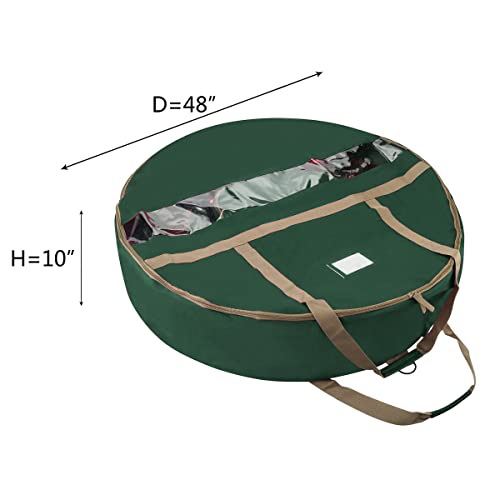Elf Stor Wreath Storage Container - Canvas Bag with Clear Window and Handles Holds 48-Inch Artificial Wreath with Compartment for Ornaments by Elf Stor (Green) - Image 3