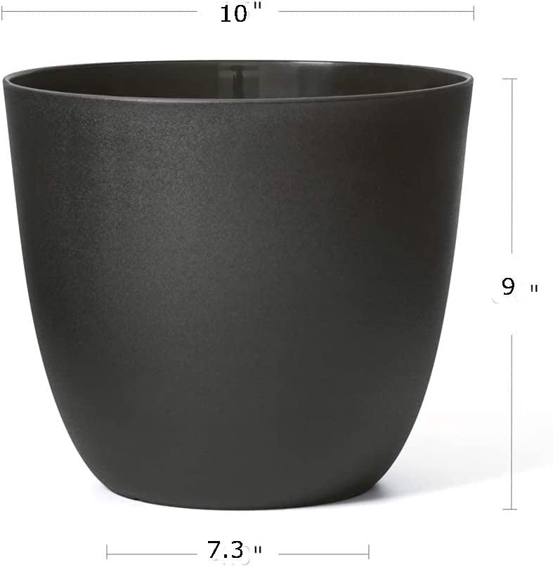 Tim Tim Agro Planters Plastic 10 Inch Black Set of 5, Plant Flower Pot Modern Decorative Seeding Nursery Pots Outdoor Indoor Garden for All House Plants Flowers Herbs African Violets (Black) - Image 2