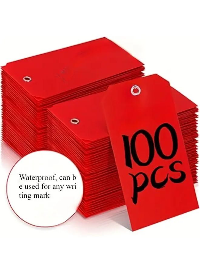 100 Heavy Duty Wire Labels With Reinforced Eyelets And Stacking Service Red Clear Writable Surface For Equipment Inventory Parts Valve Trucks Equipment Tracking Sturdy Construction Inventory Management - Image 5