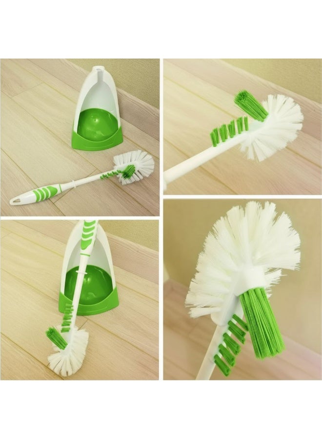 Titiz toilet brush with holder for bathroom cleaning with easy grip duel scrub brushes 3 functioned toliet brush angles for bathroom toilet brush with under the rim cleaning green - Image 2