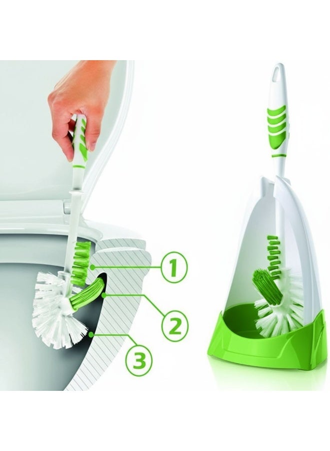 Titiz toilet brush with holder for bathroom cleaning with easy grip duel scrub brushes 3 functioned toliet brush angles for bathroom toilet brush with under the rim cleaning green - Image 3
