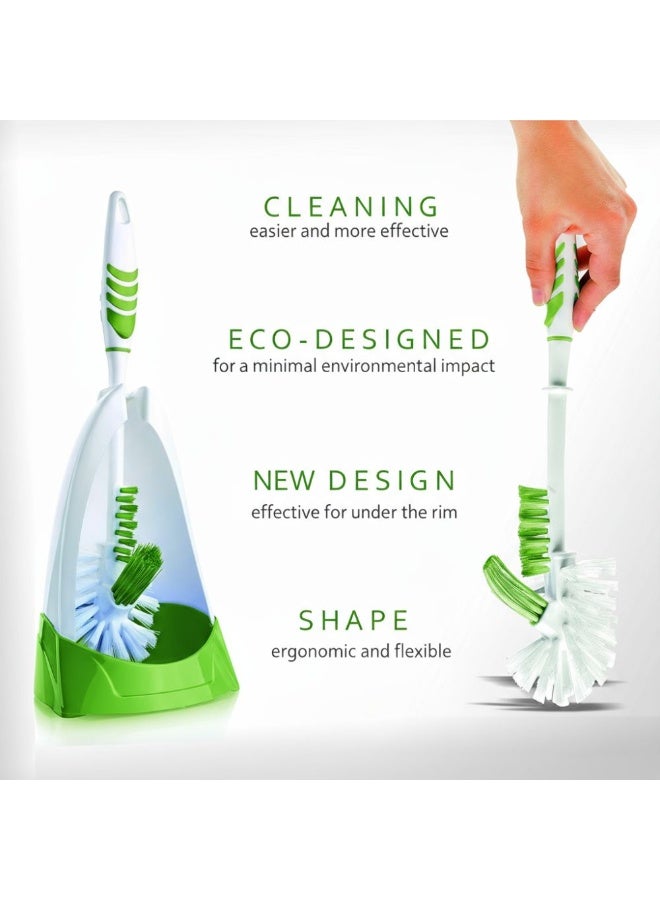Titiz toilet brush with holder for bathroom cleaning with easy grip duel scrub brushes 3 functioned toliet brush angles for bathroom toilet brush with under the rim cleaning green - Image 4
