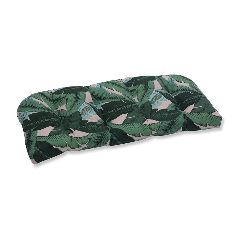 Pillow Perfect Pillow Perfect OutdoorIndoor Tufted Loveseat Cushion 19 x 44 Green Swaying Palms Capri 