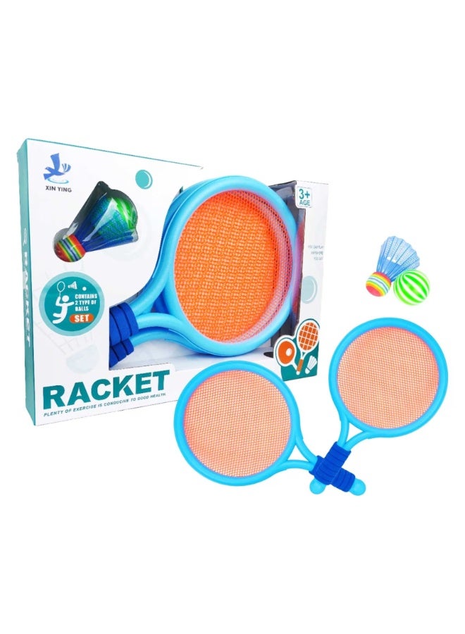 Kids Lightweight Mesh Racket Sports Toy Set - 2-in-1 Badminton & Tennis with Foam Balls & Shuttlecock, Ages 3+ - Image 1