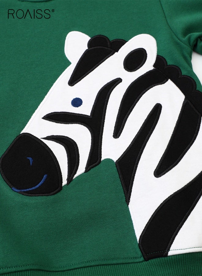 roaiss Toddler Boys Stylish Sweatshirt, Crew Neck Long Sleeve Pullover with Adorable Pattern, Suitable for Daily Wear or Any Occasion - Image 5