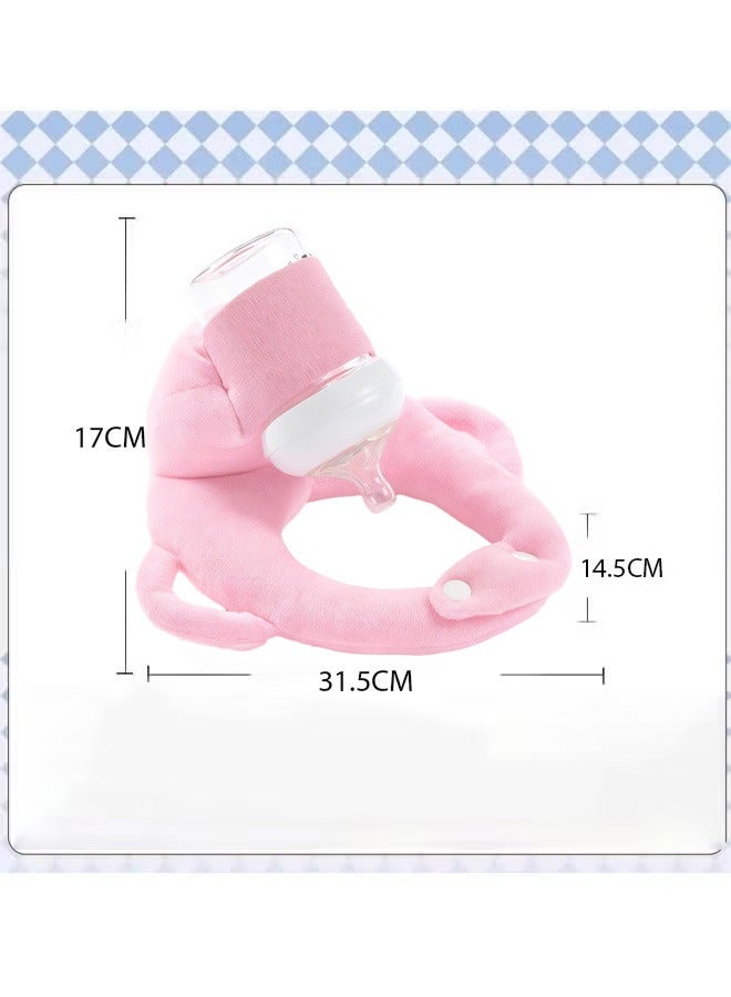 Berma Baby وسادة تغذية الطفل حامل زجاجة دعم الطفل حامل زجاجة الرضاعة وسادة تغذية الطفل وسادة مضادة للبصق لحديثي الولادة وسادة رأس مضادة للتحيز للأطفال - وردي - Image 2