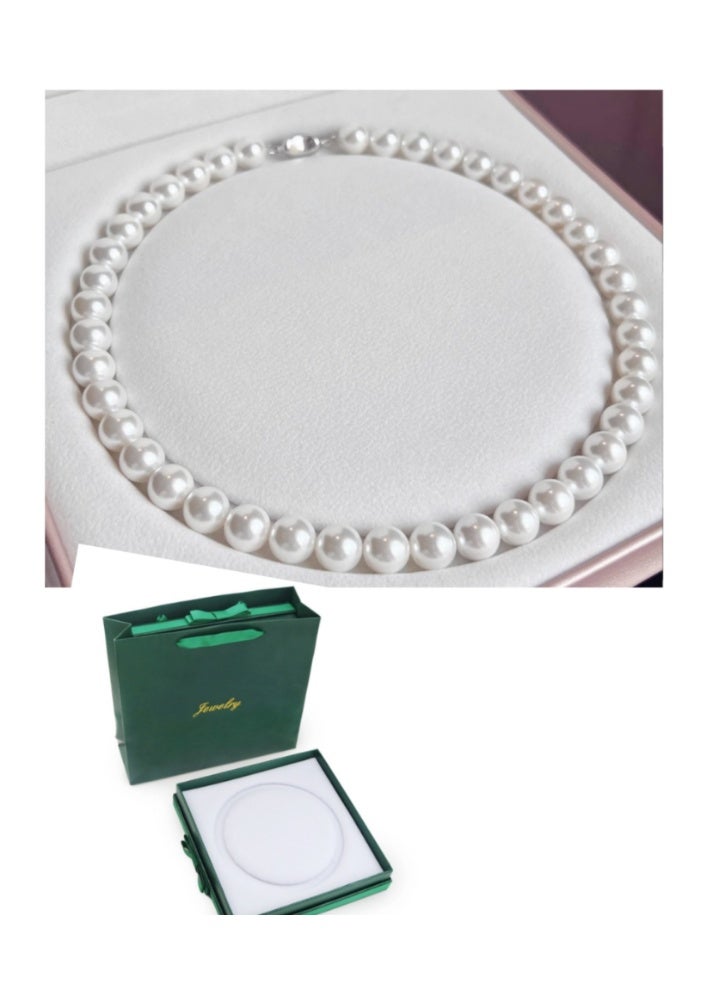 LATEEN Natural Pearl Necklace 8mm Natural Australian Mother-of-Pearl Necklace  Sterling Silver Buckle With Luxry Gift Box - Image 1