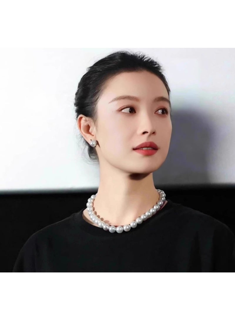 LATEEN Natural Pearl Necklace 8mm Natural Australian Mother-of-Pearl Necklace  Sterling Silver Buckle With Luxry Gift Box - Image 5