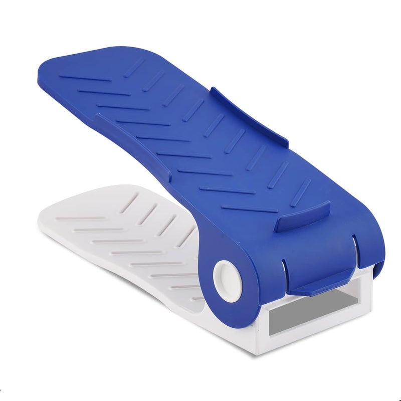 Mechdel Adjustable Shoe Organizers Adjustable Shoe Slots Organizer Portable Shoe Rack Space Saver Rack Holder6SET Blue And White Plastic - Image 2