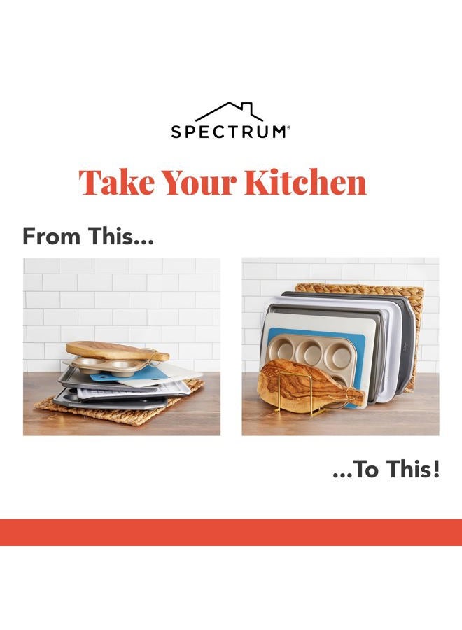 Spectrum Diversified EUro Kitchen Organizer For Plates, Cutting Boards, Bakeware Cooling Racks, Pots & Pans, Serving Trays, REUsable Containers, And Lids, 13.5" X 4.5" X 4.25", Satin Nickel - Image 2