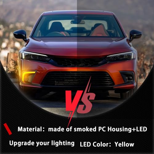 PGTOPONE Switchback White/Amber LED Front Fog Daytime Running Lamp Dynamic Sequential LED Turn Signal Light Function Compatible with Honda CIVIC 11th 2022 LX EX Touring Sport - Image 4