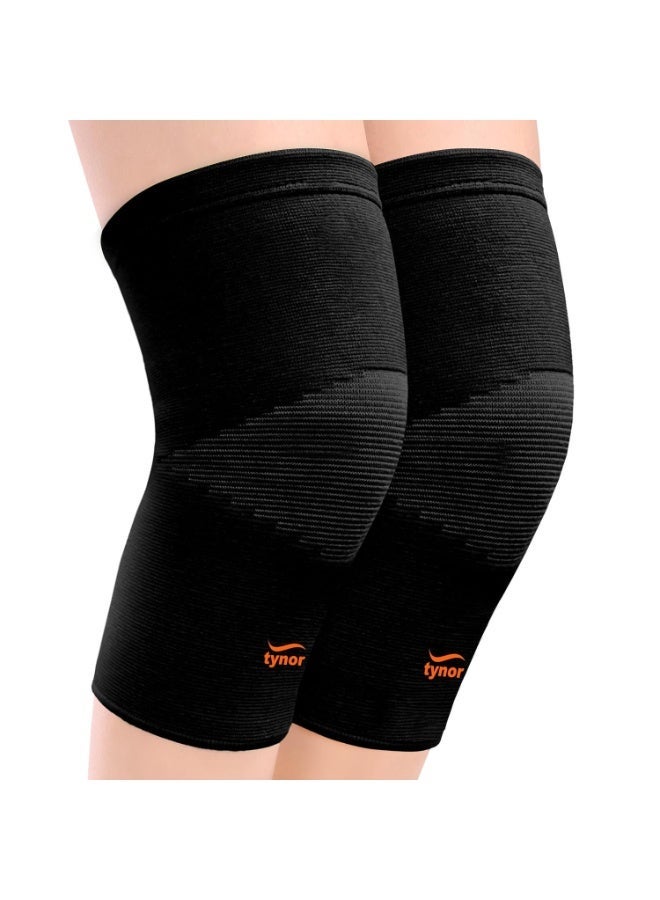 Tynor Knee Cap Air, Black & Orange, Large, 1 Pair - Image 1