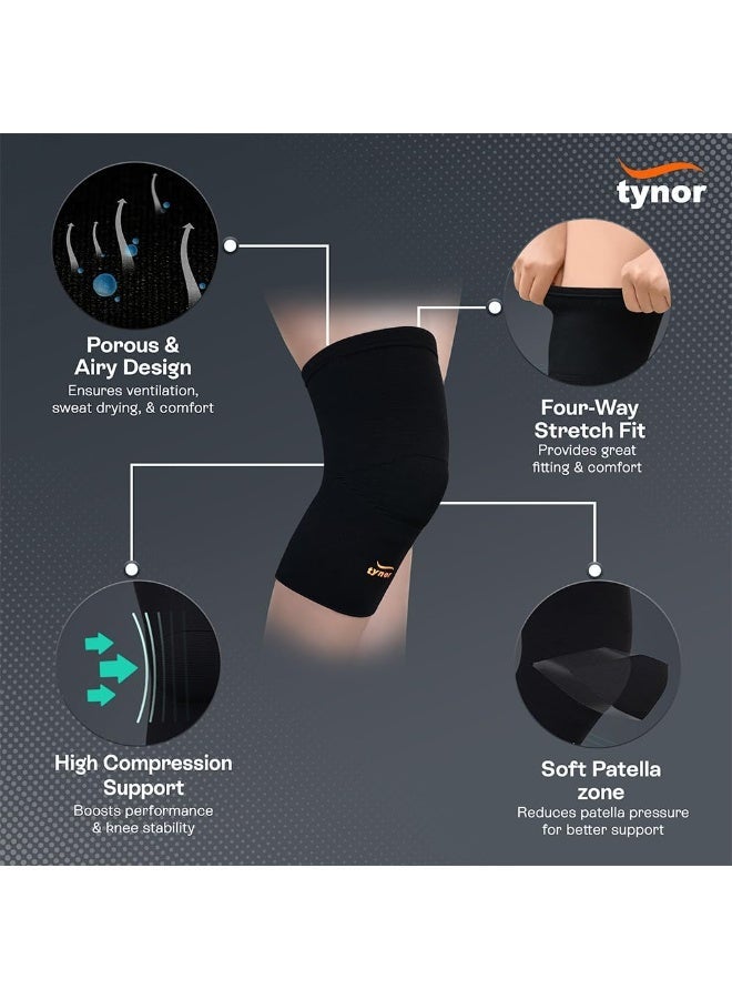 Tynor Knee Cap Air, Black & Orange, Large, 1 Pair - Image 2