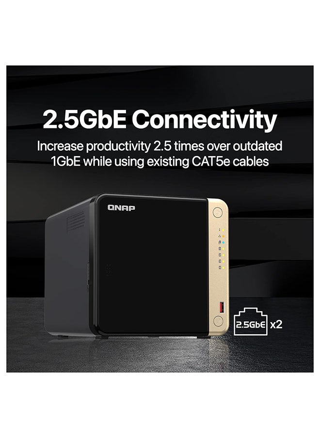 Qnap 4-Bay NAS, Intel Celeron N5105/N5095 CPU, 8 GB DDR4 Memory, 4 x 3.5-inch SATA 6Gb/s, PCIe Slot, USB 3.2 Gen 2 (10Gbps) Port, 90W PSU (NO HDD) | TS-464-8G