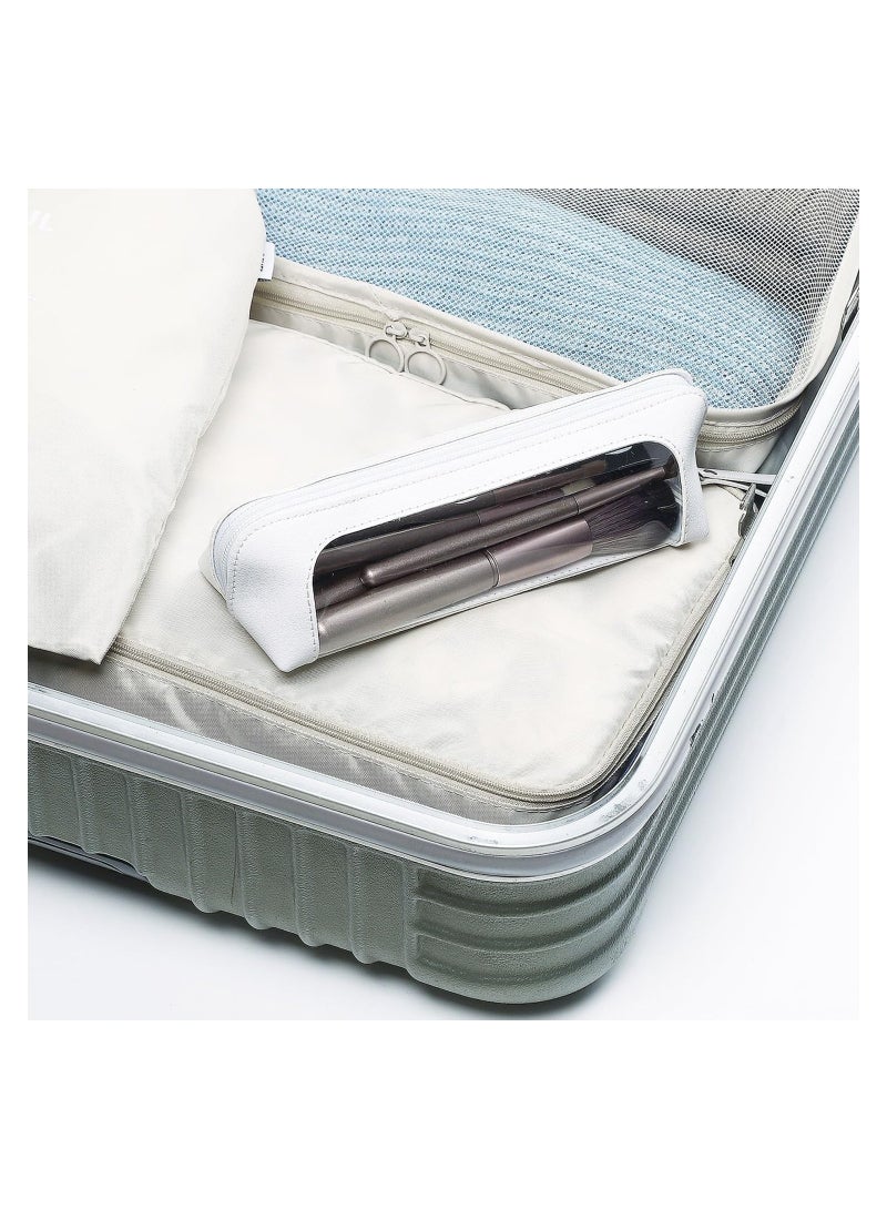 SOLARAE حقيبة مكياج شفافة حقيبة فرشاة محمولة حقيبة تجميل شفافة حقيبة أدوات تجميل شفافة مع سحاب للنساء (أبيض، نحيف) - Image 5