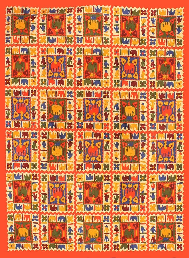 EarlyMart Cotton Rajasthani Jaipuri Traditional Floral King Size Double Bedsheet with 2 Pillow Covers (Orange) - Image 4