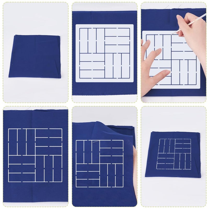FREEBLOSS Sashiko Embroidery Stencils Sashiko Stencil Geometric Embroidery Patterns Stencils for Drawing Sashiko Template for Hand Quilting and Embroidery14x14cm - Image 4
