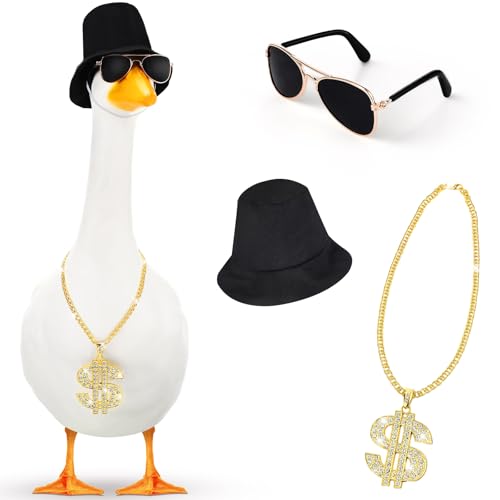 Sunnymove 80s90s Porch Goose Outfit Bucket Hat Halloween Goose Outfit for 1723 Porch Statue Garden Patio Statue DecorBlack - Image 1