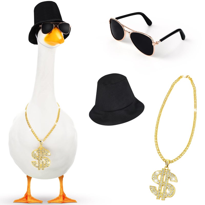 Sunnymove 80s90s Porch Goose Outfit Bucket Hat Halloween Goose Outfit for 1723 Porch Statue Garden Patio Statue DecorBlack - Image 2